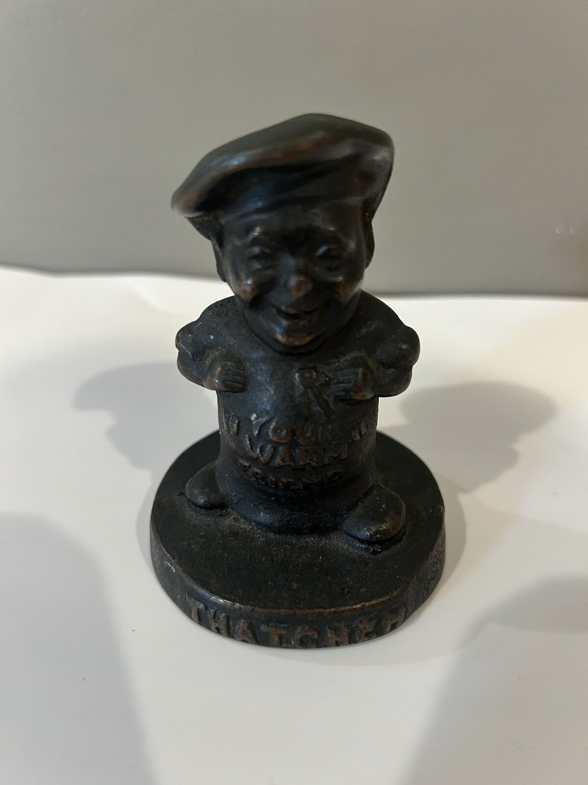 Antique 1900’s Thatcher Furnace Co Advertising Cast Iron Figurine or Paperweight