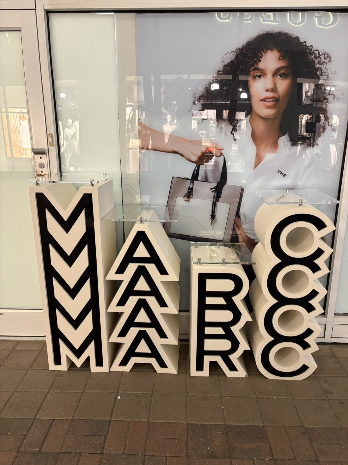 Marc Jacobs Store Display Letter Pedestals Acrylic Top Retail Props RARE