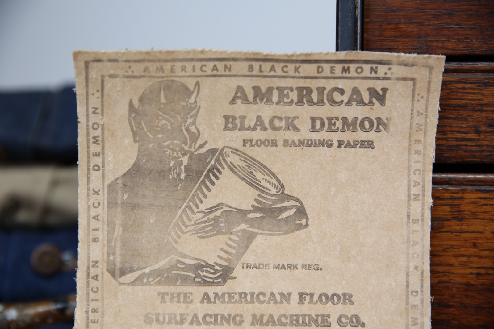 Vintage Devil Sandpaper Advertising Sheet Sign tool Display Toledo OH antique