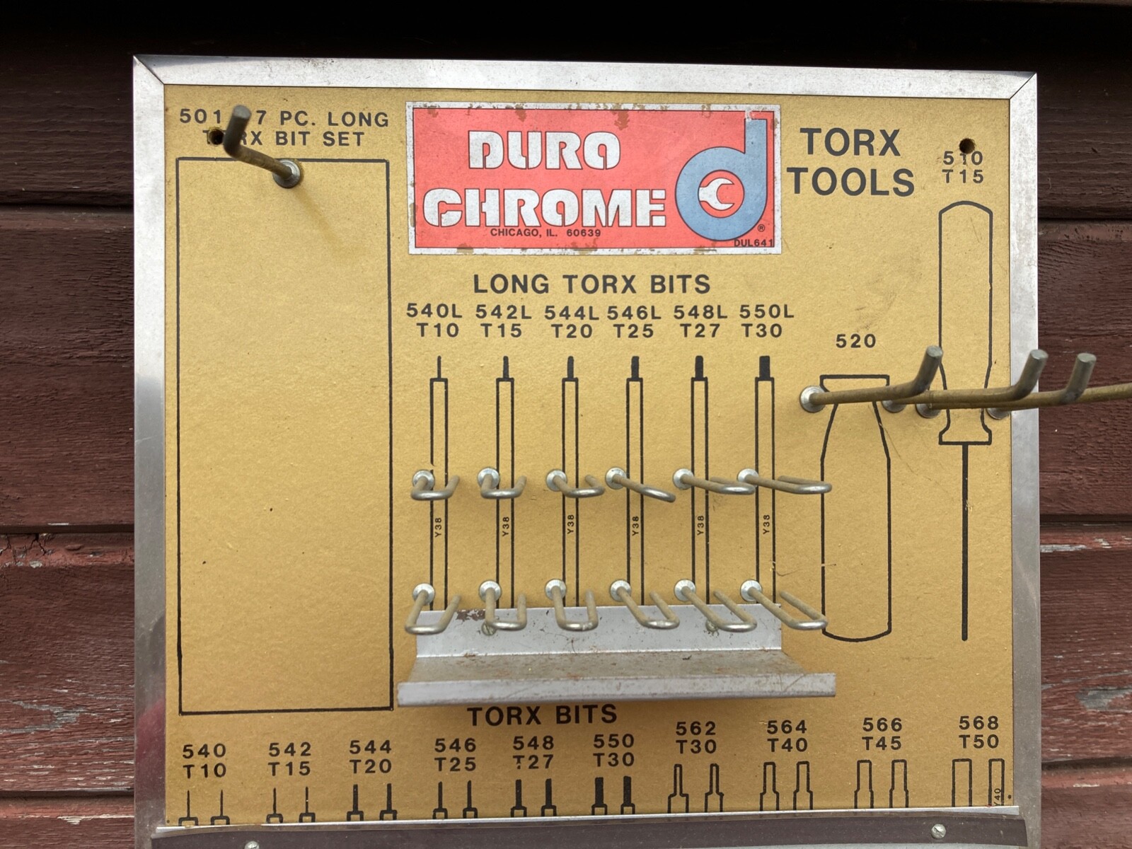VTG DURO CHROME TOOLS OF PROGRESS STORE DISPLAY WALL ORGANIZER TORX