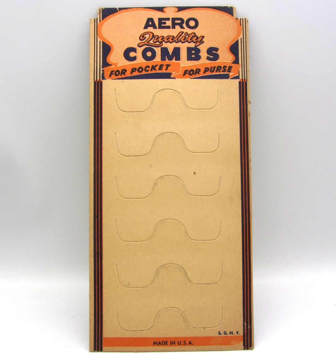 Vintage Aero Quality Combs Store CardBoard Display “For Pocket For Purse”