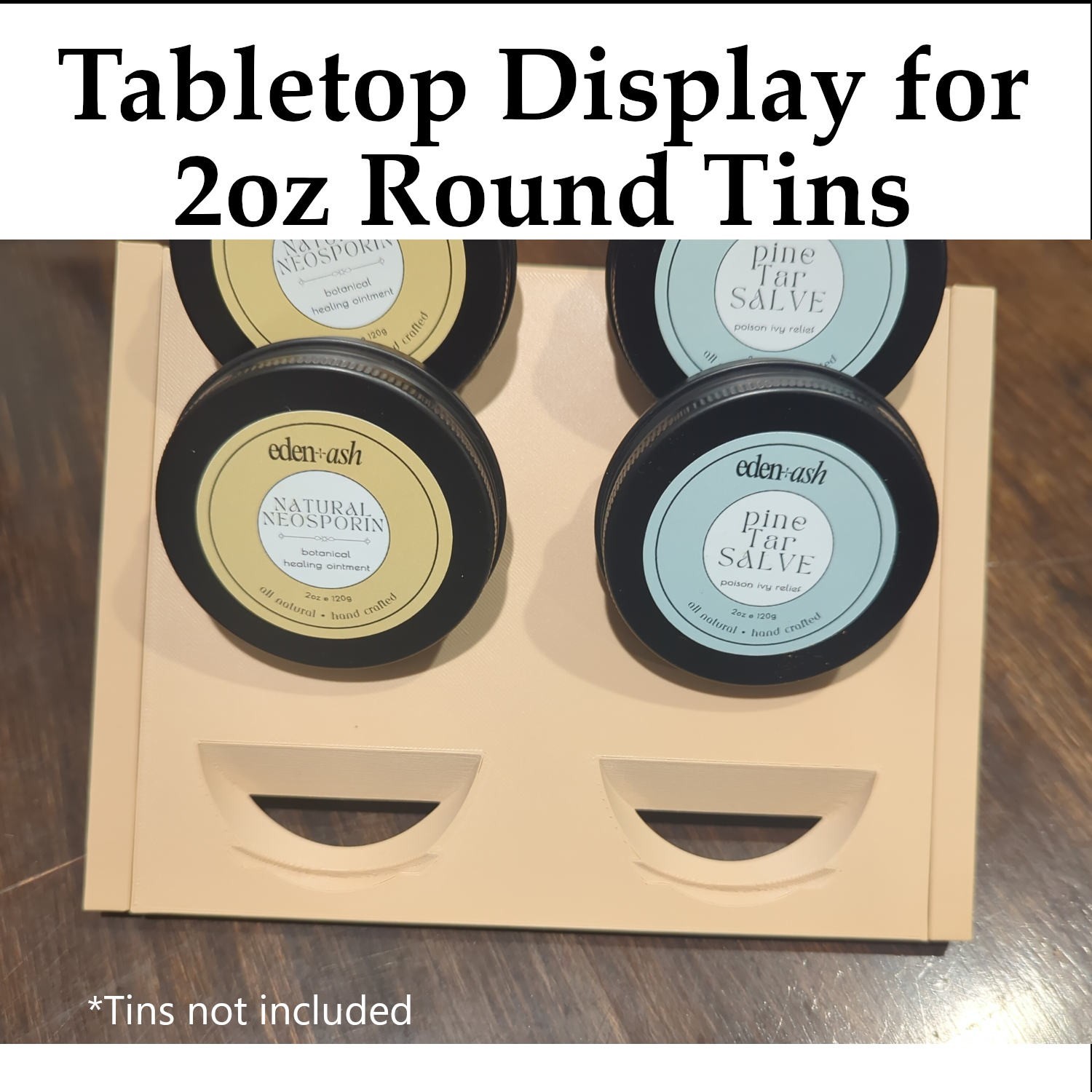 2 oz Tin Display board with product card holders – Countertop Retail Rack