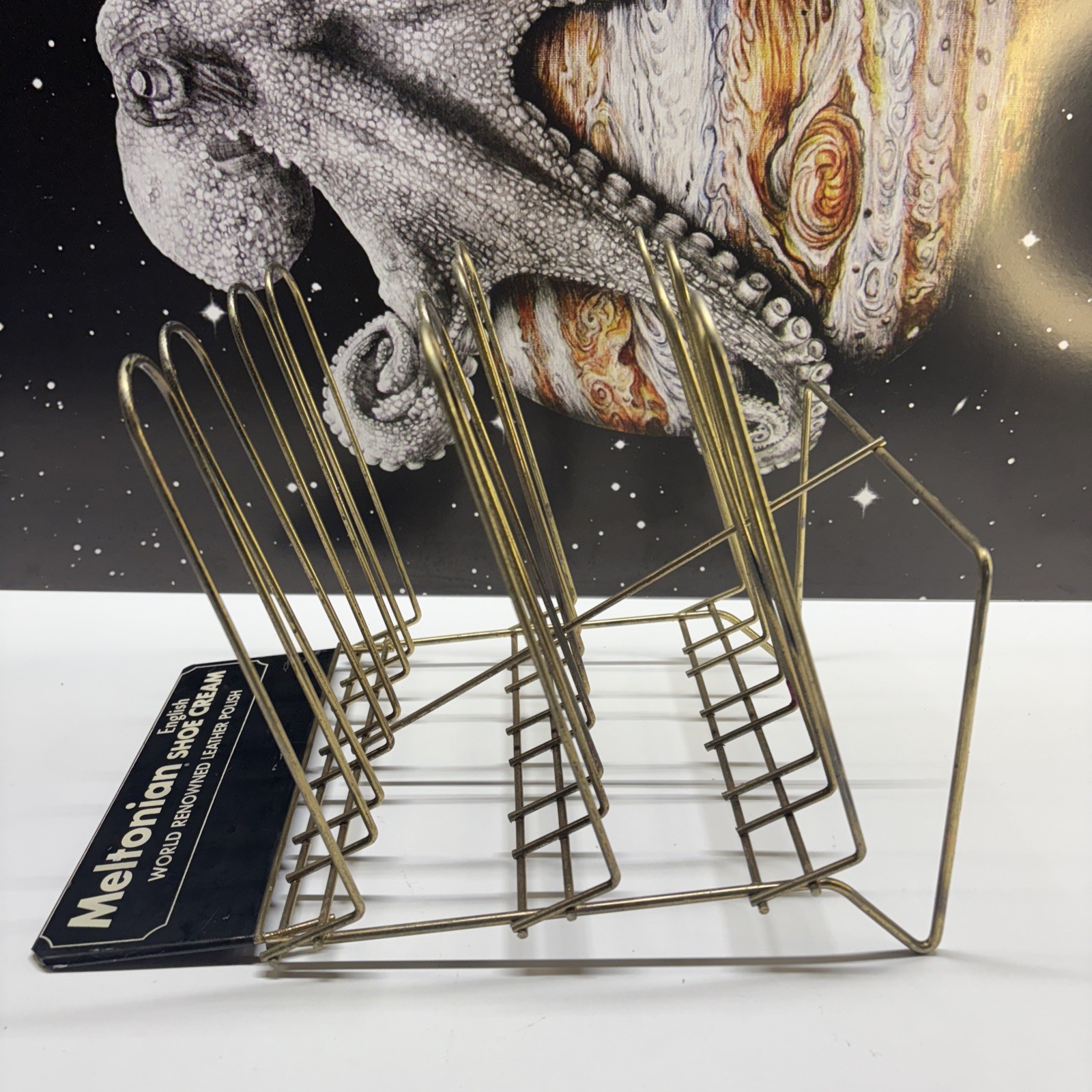 Vintage Meltonian English Shoe Cream Store Counter Display Rack Leather Polish