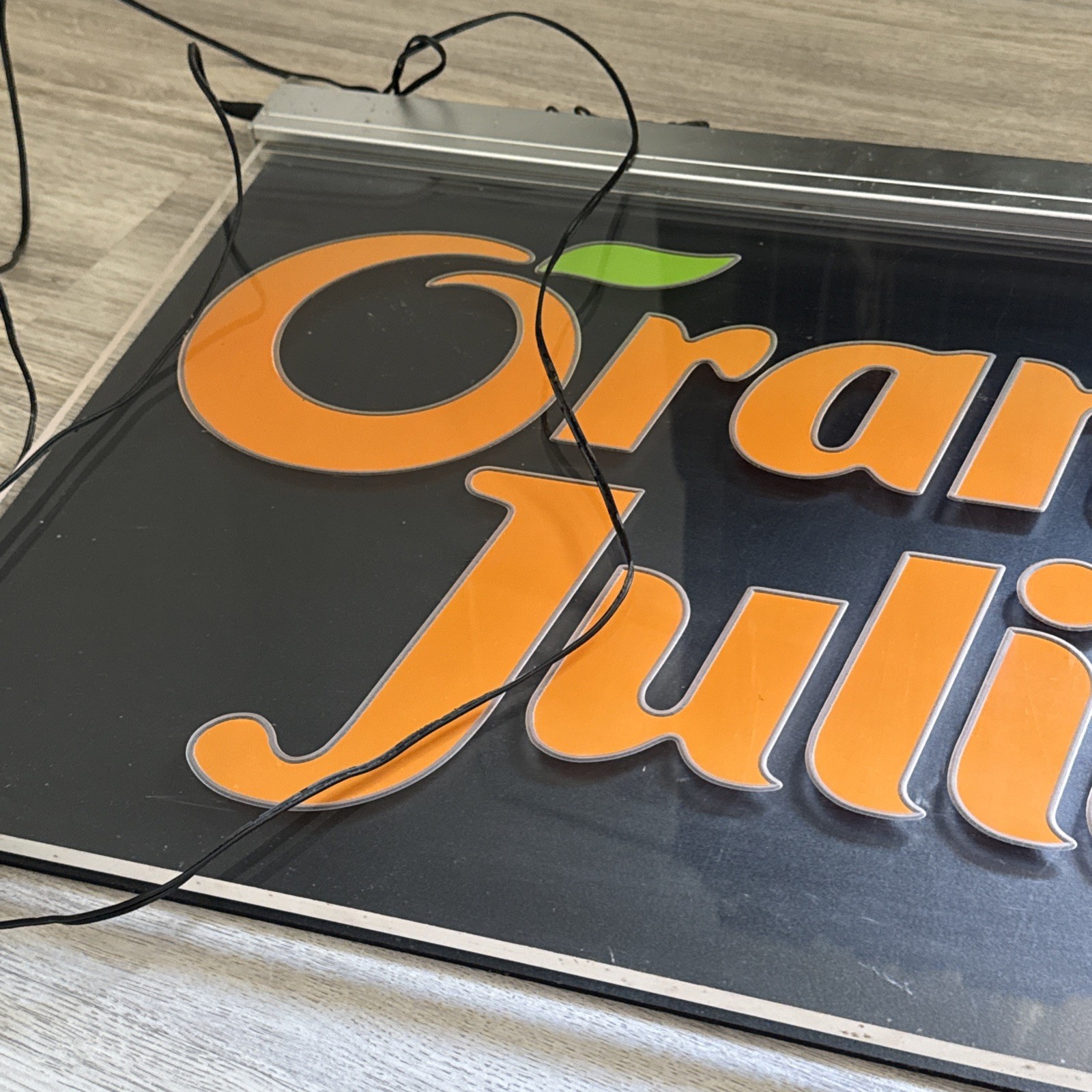 Orange Julius 24″ x 16.5″ Two Piece One Sided Plexi Clear Hanging Light Up Neon