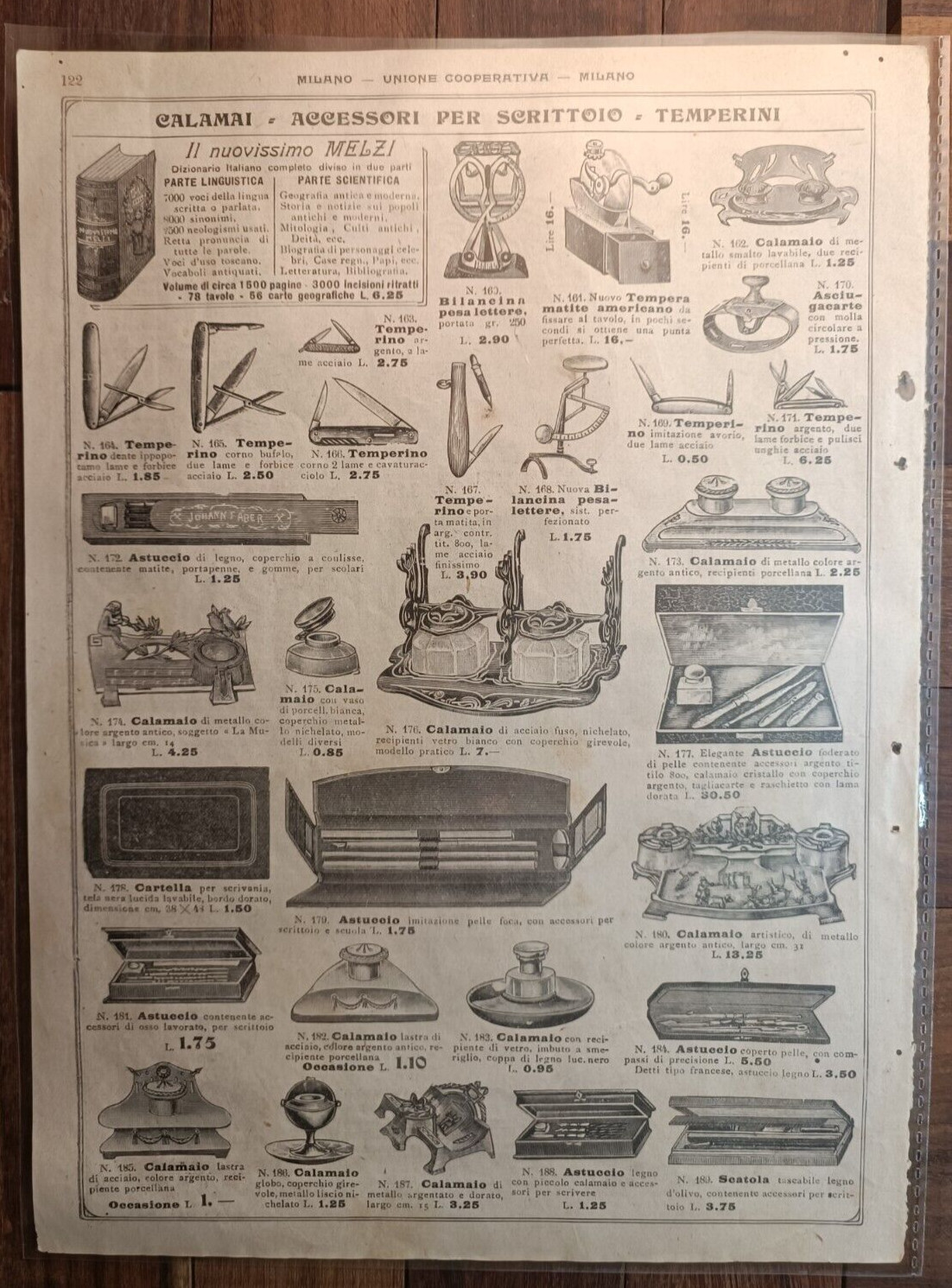 FOUNTAIN PENS, READING PAPER & SQUID-MILAN EARLY 900 PRICE LIST-N.30