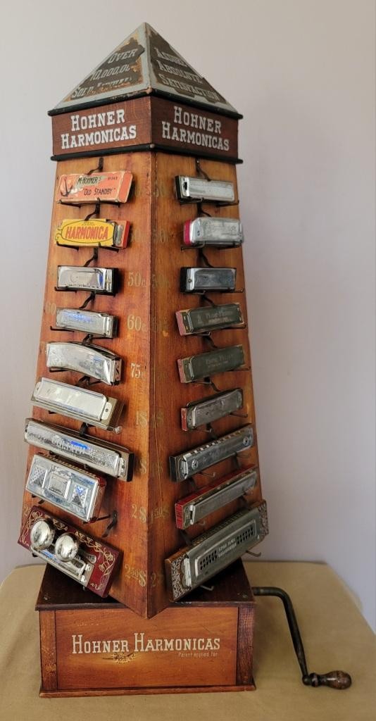 Antique M. Hohner Harmonica Store Display Stand Advertisement Vintage Germany