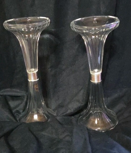 Vtg Two Glass Drugstore Shelf Riser Soda Fountain 12.5″ – Hat Display, Pedestals