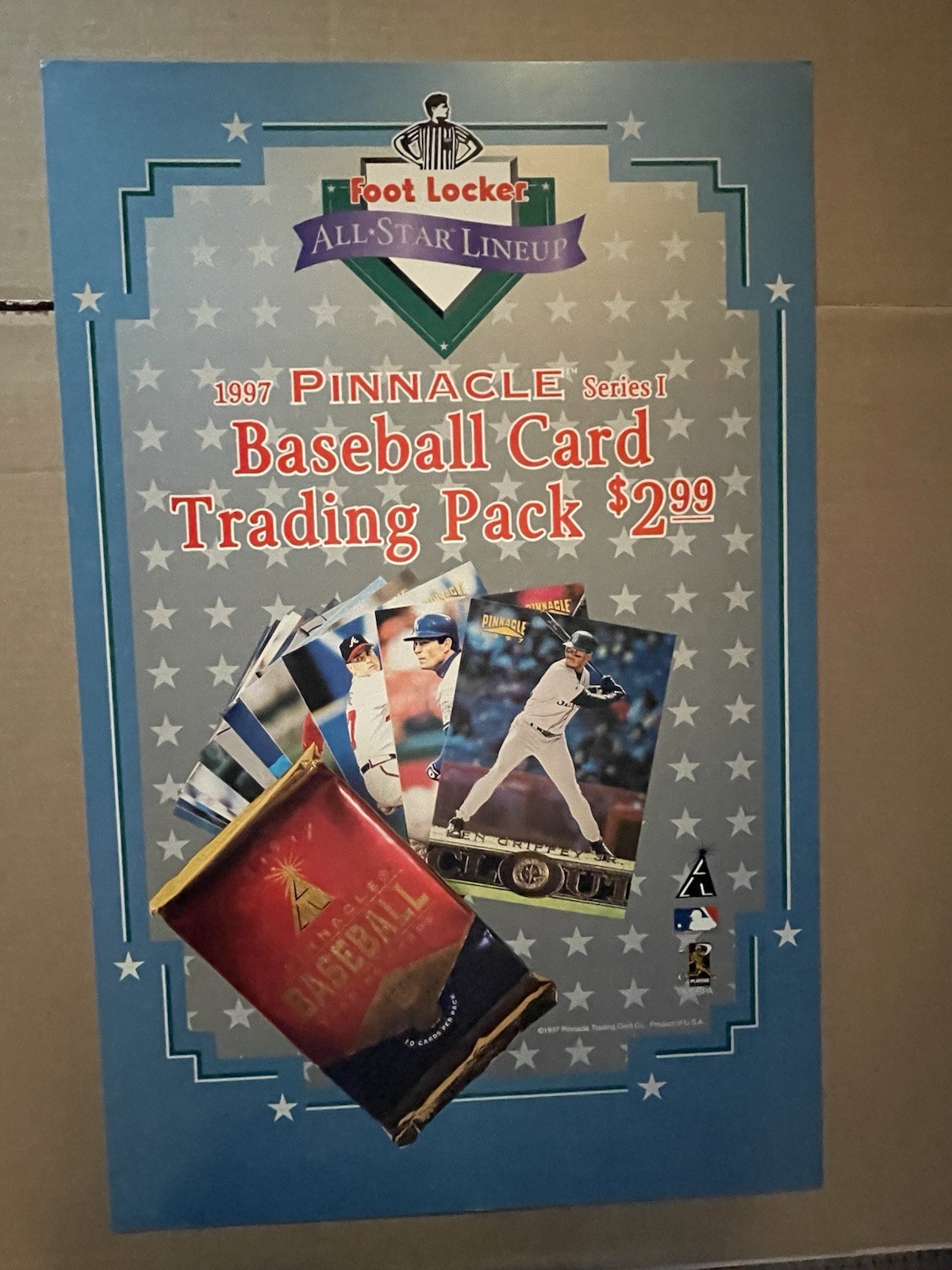 Griffey Jr 1997 Pinnacle Foot Locker Card Stock Store Sign! 18” X 28”