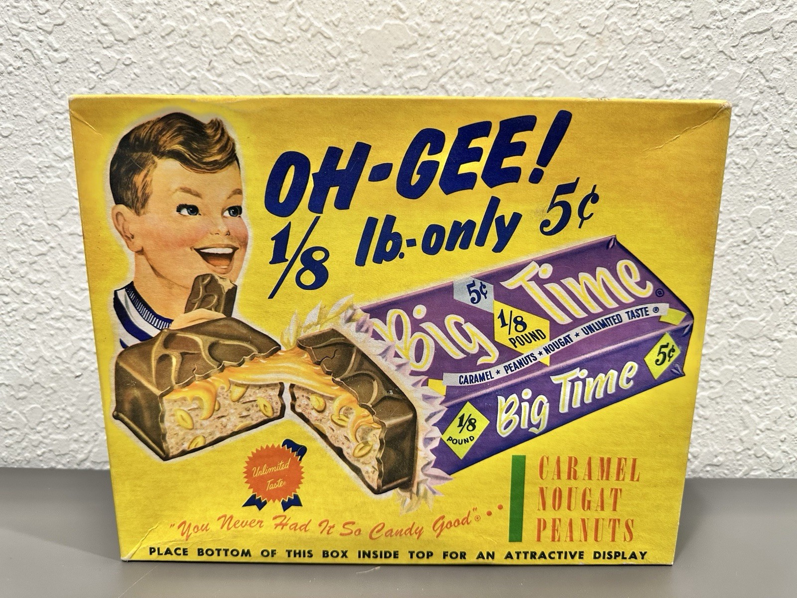 VTG Hollywood Big Time Candy Bar Advertising Store Display Box Oh-Gee! 1960’s
