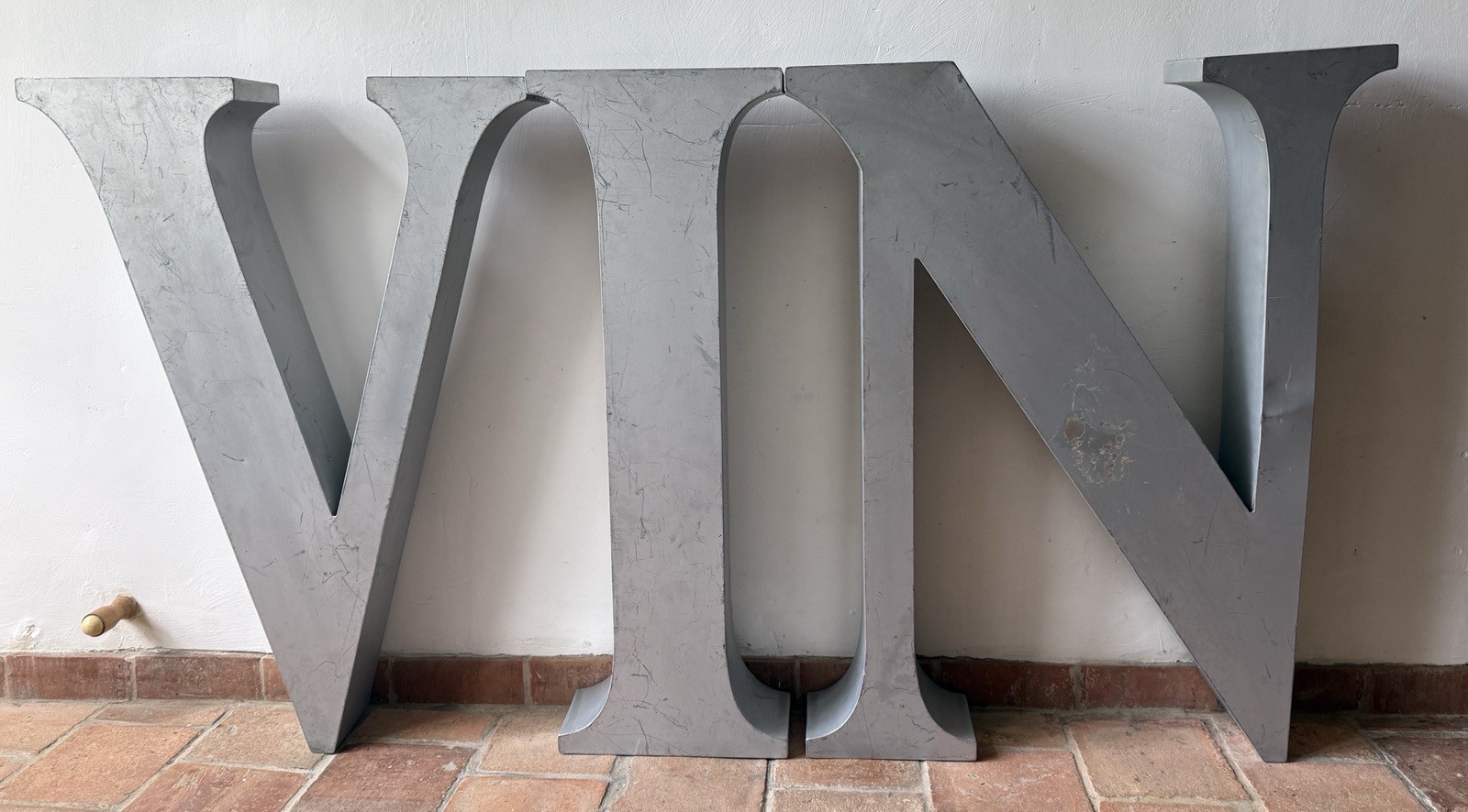 Large French Wine Sign Mid Century Aluminum VIN Letters Vintage Industrial Pub