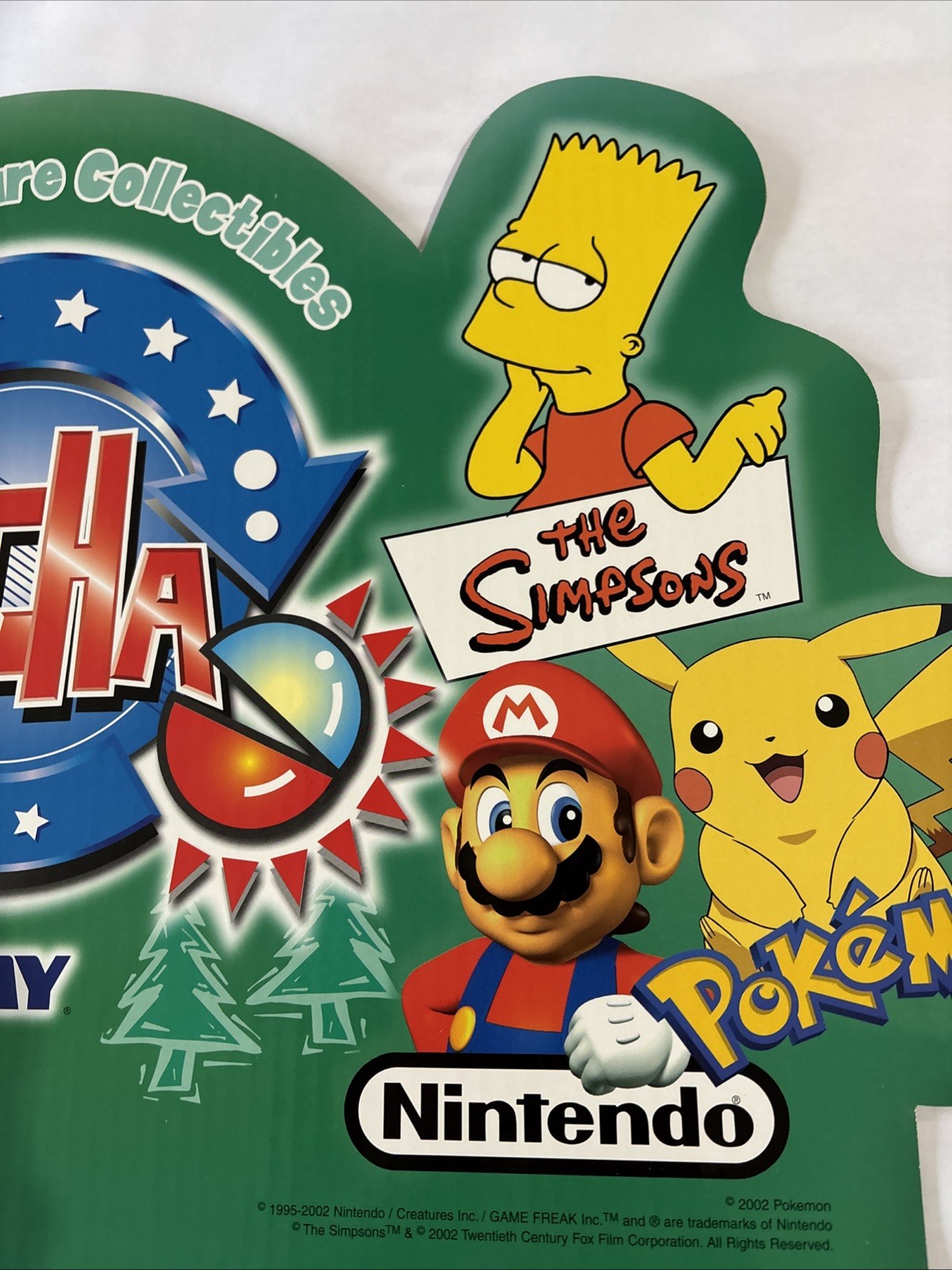 Gacha TOMY Cardboard Advertising Display Disney Nintendo Pokemon (2002) 23″x17″