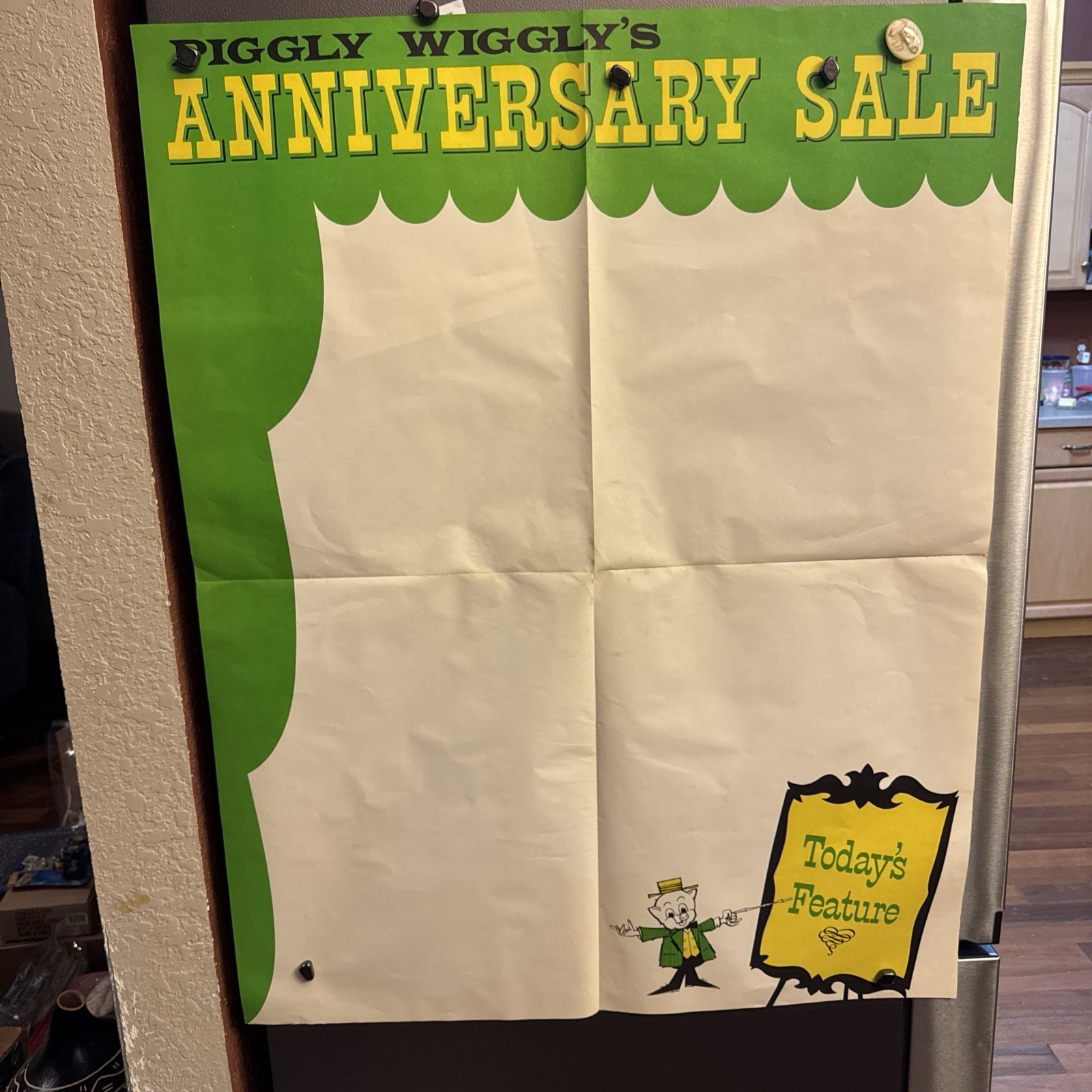 VTG PIGGLY WIGGLY GROCERY STORE PAPER SIGN BANNER 32.75” X 42”