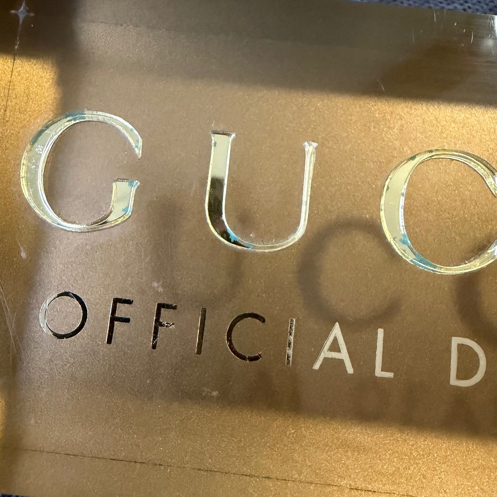 Gucci Official Dealer Lucite Logo Sign Gold Acrylic Display Block Boutique Decor