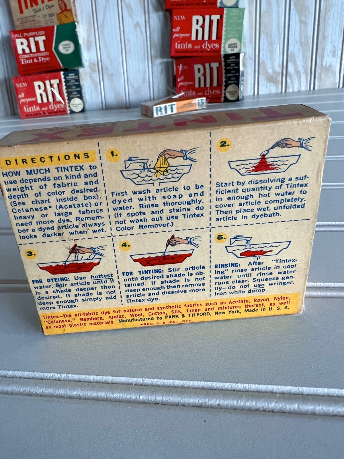 Vintage RIT Tintex Instant Dye Lot Original Boxes Assorted Colors 1930’s-50’s