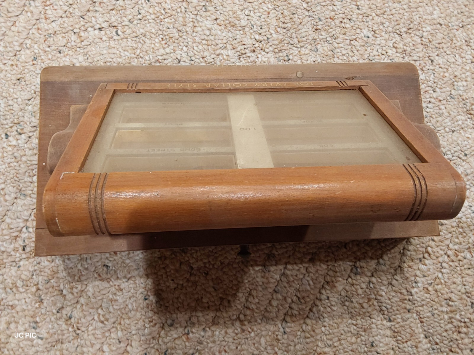 Vintage SWANK Store Dealer Display Case Wood Glass Cufflink Collar
