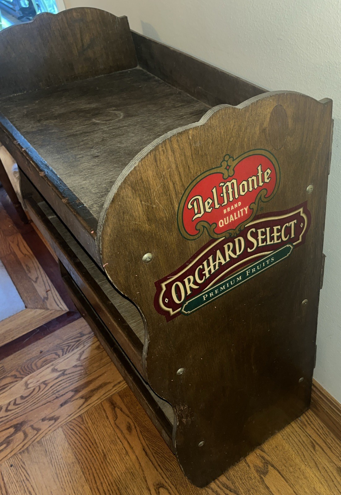 Del Monte Wood Country Store Rack Display Shelves Sign Can Advertising Antique