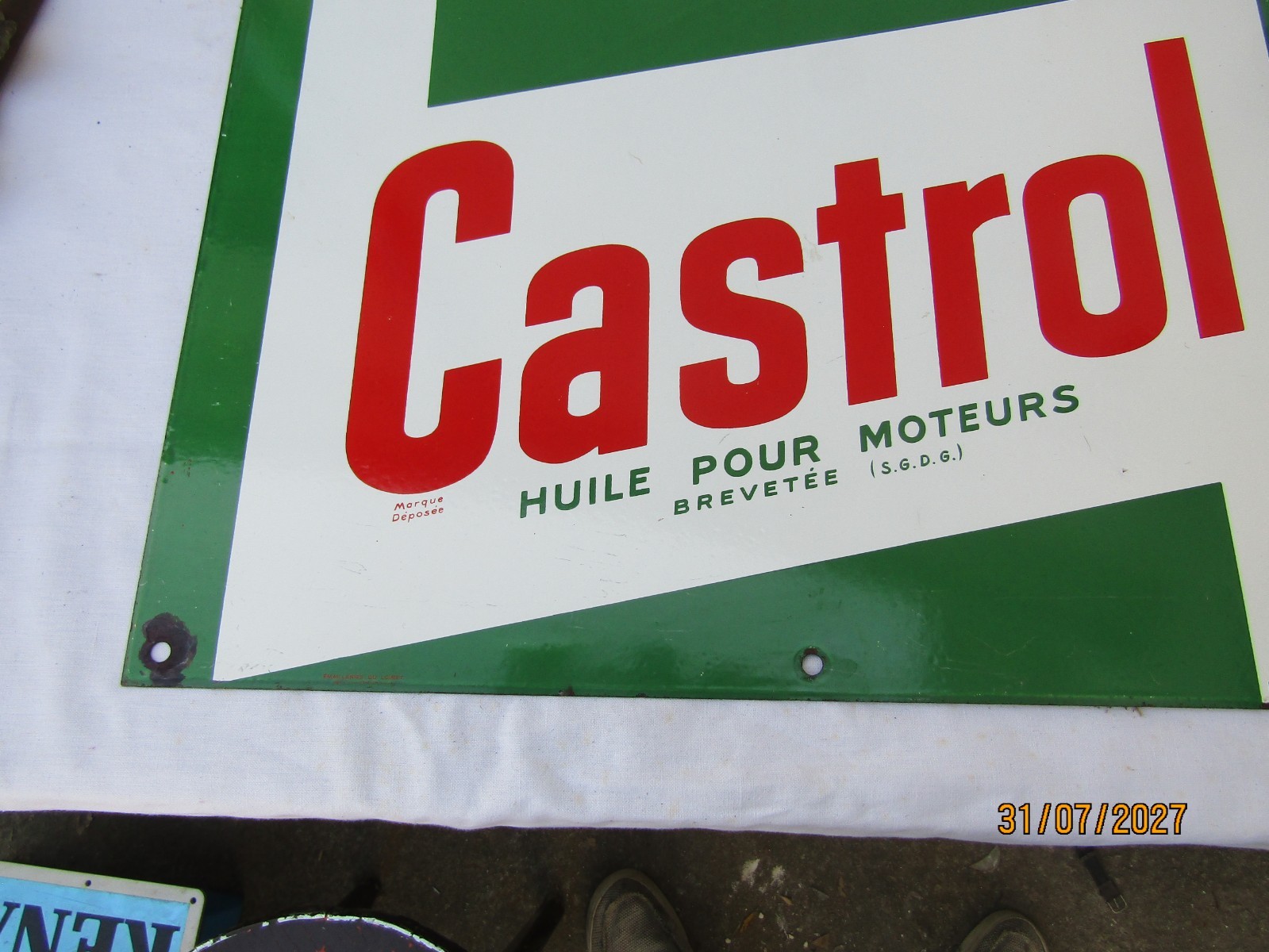 old enamel plate castrol automobile garage oil automobilia 40 by 60c