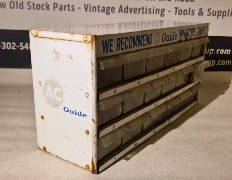 AC Delco Guide Miniature Lamps 18 Drawer Vintage Gas Station Display Cabinet