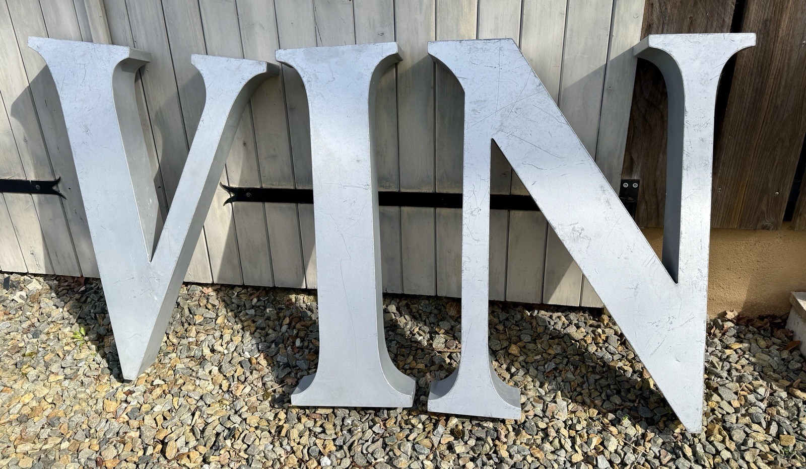 Large French Wine Sign Mid Century Aluminum VIN Letters Vintage Industrial Pub