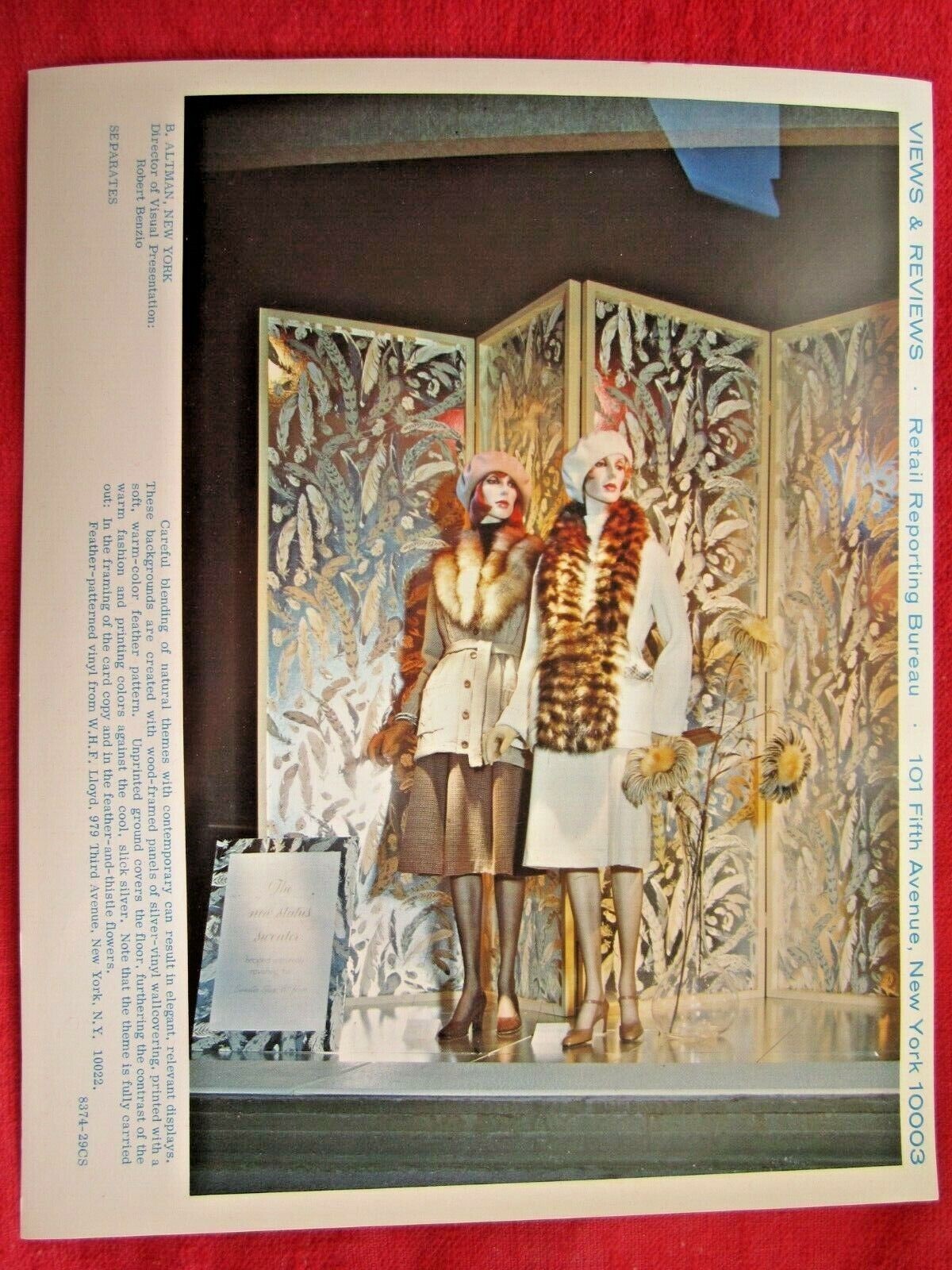 1974 B. ALTMAN, NEW YORK STORE WINDOW DISPLAY NEW STATUS PHOTOGRAPH PRINT #407