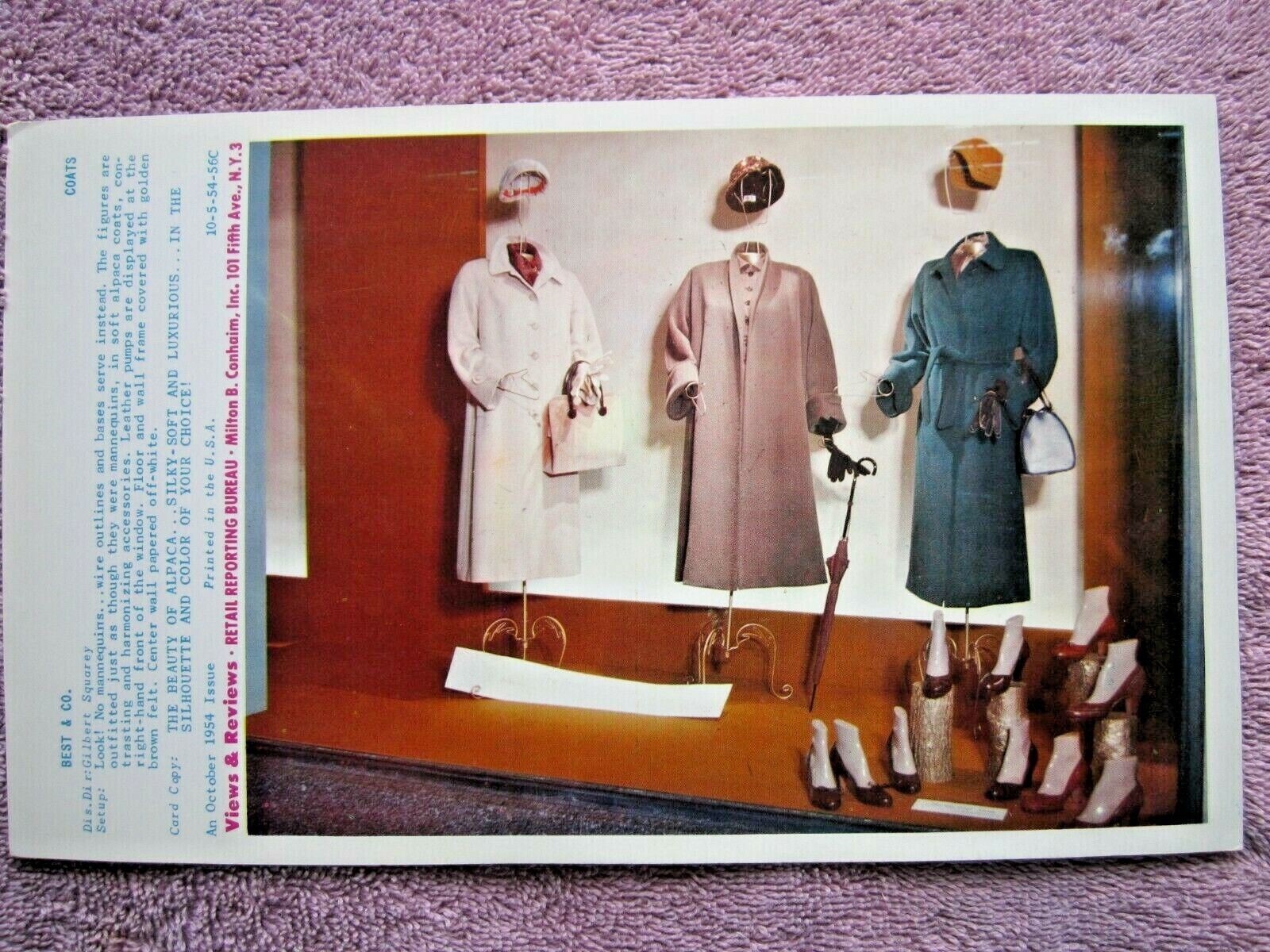 1954 BEST & Co. STORE WINDOW DISPLAY ALPACA COATS PHOTOGRAPH PRINT #185