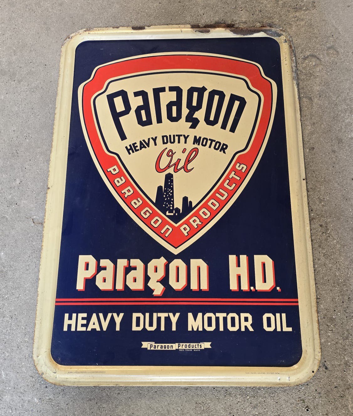 Paragon Motor Oil Lithographed Table Sign