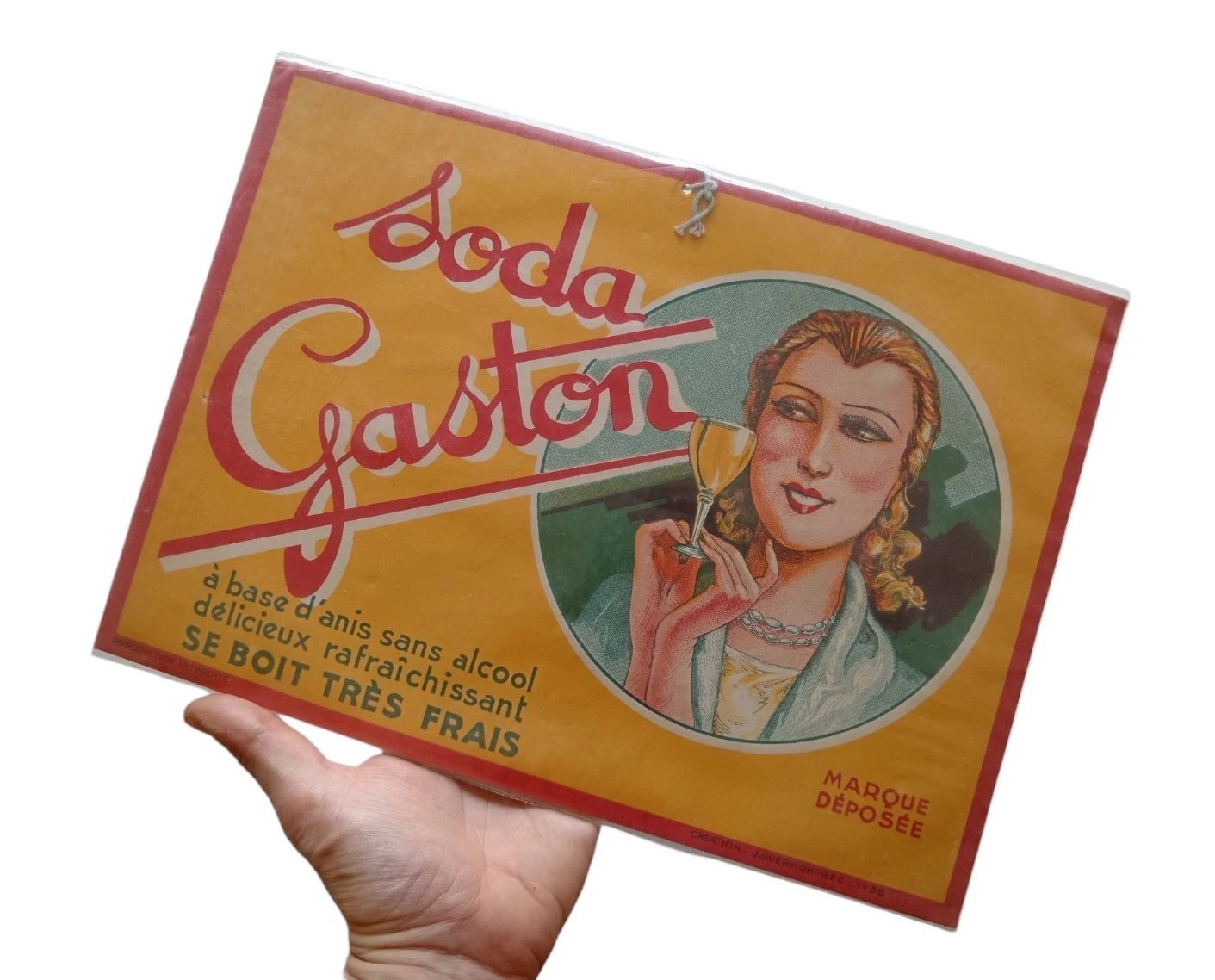 *HH* Sign Advertising Sign Soda Gaston Advertising Plaque 1936 Manifesto
