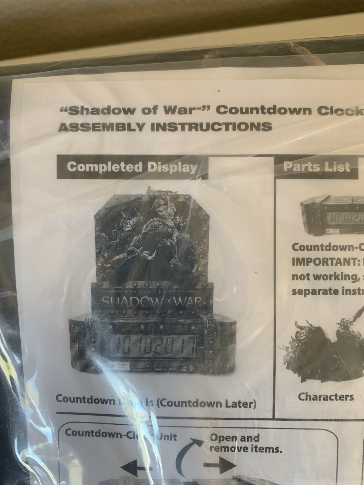 Shadow of War – Middle-earth Preorder Countdown Clock Store Display Retail New