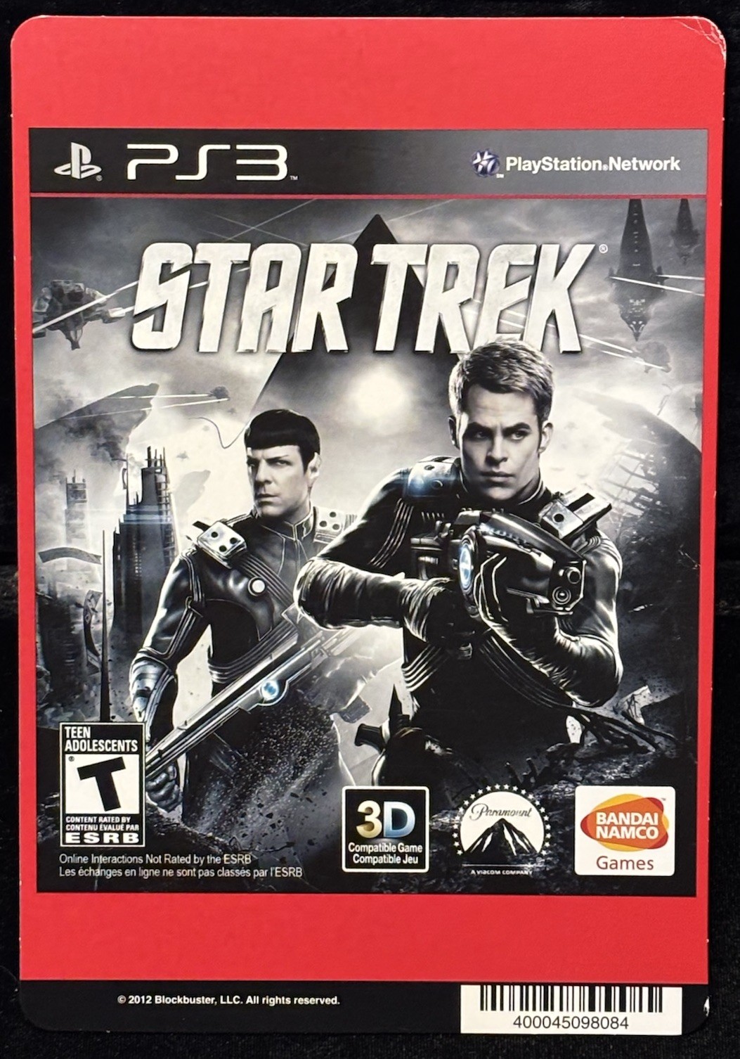 2012 NO GAME! Sony PlayStation 3 PS3 Star Trek Blockbuster Video Backer 5″X8″