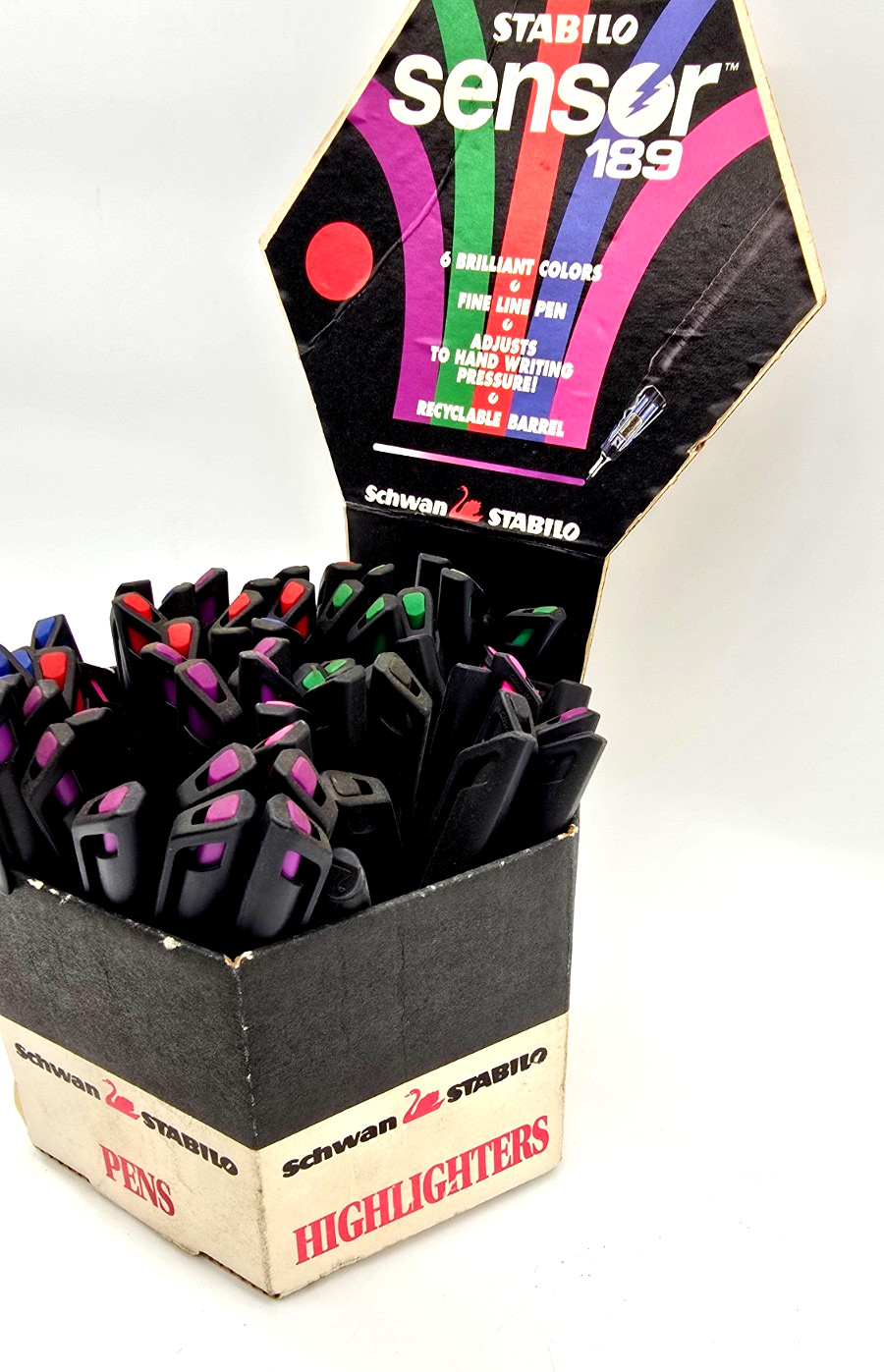 Vintage Schwan Stabilo Sensor 189 Multi Color Pens Retail Store Display w/Pens