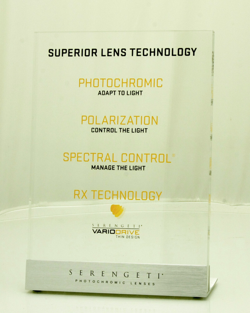 Serengeti Sunglasses Counter-Top Retail Store Display Aluminum Plexiglass New