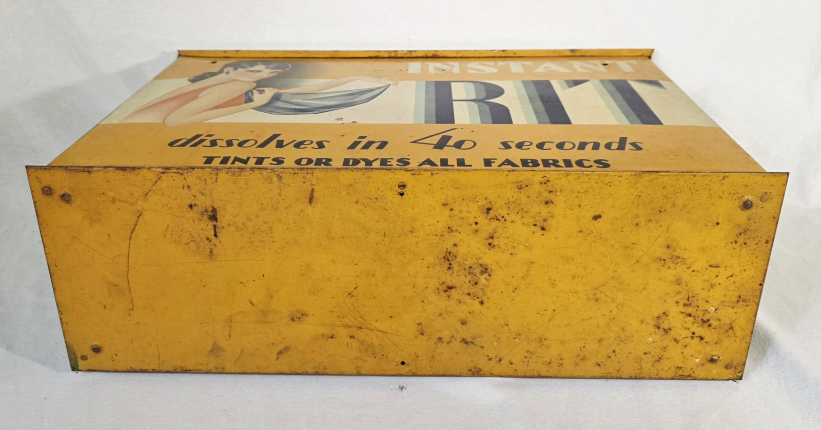 Vintage Antique Tin Metal RIT DYE Store Countertop Display Cabinet 21x7x13”