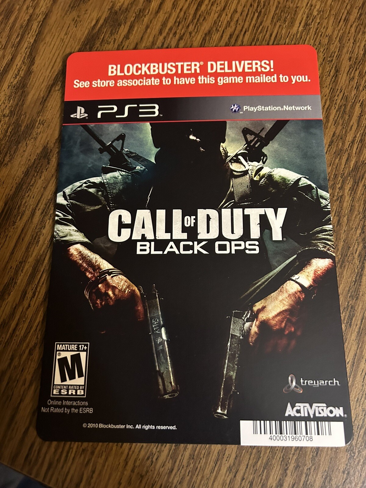 SONY PS3 Call Of Duty Black Ops BLOCKBUSTER VIDEO SHELF BACKER CARD 5.5″X8″