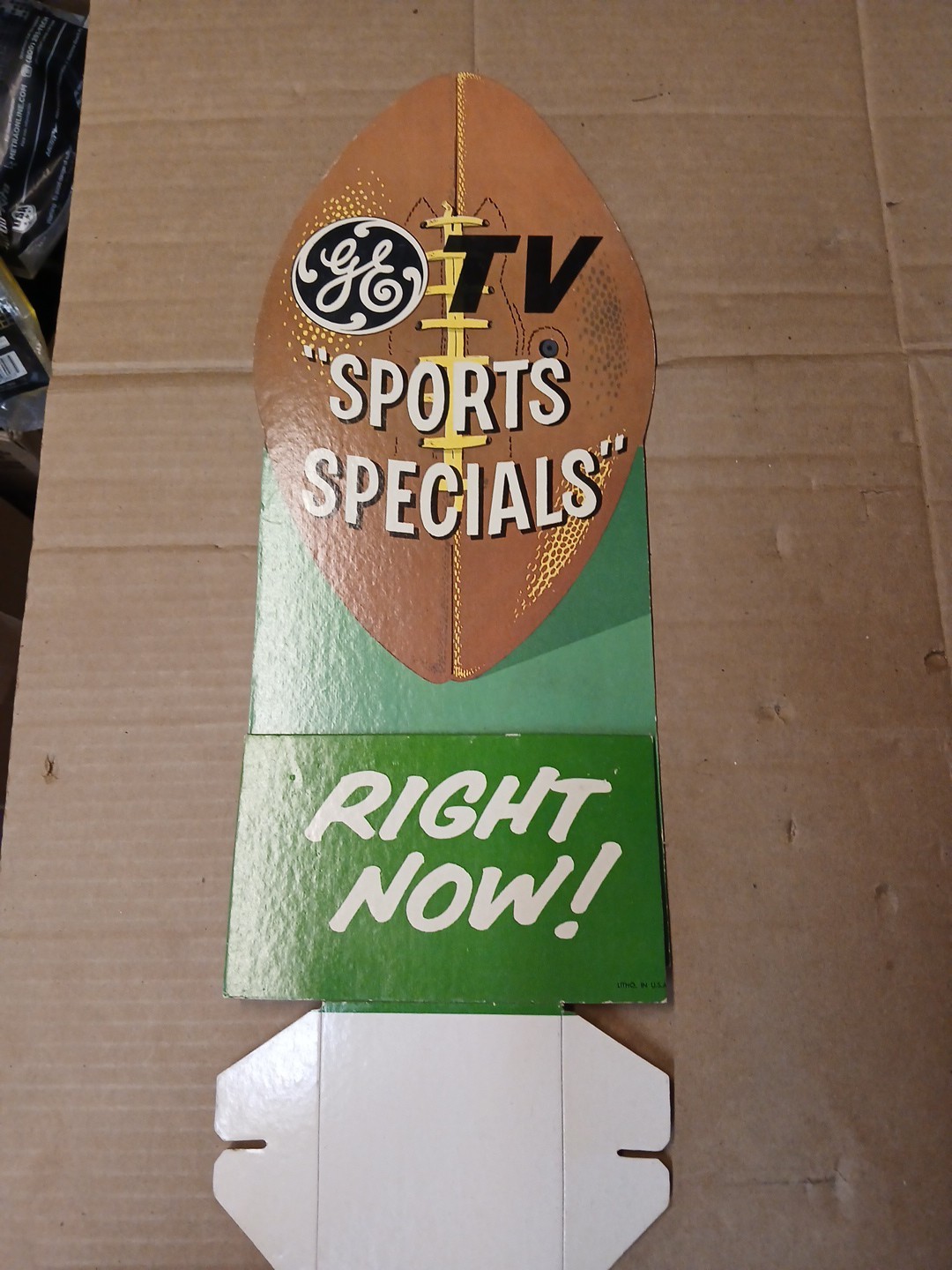 Vintage GE Television TV FOOTBALL Store Advertising Sign 17″X 7″ NOS