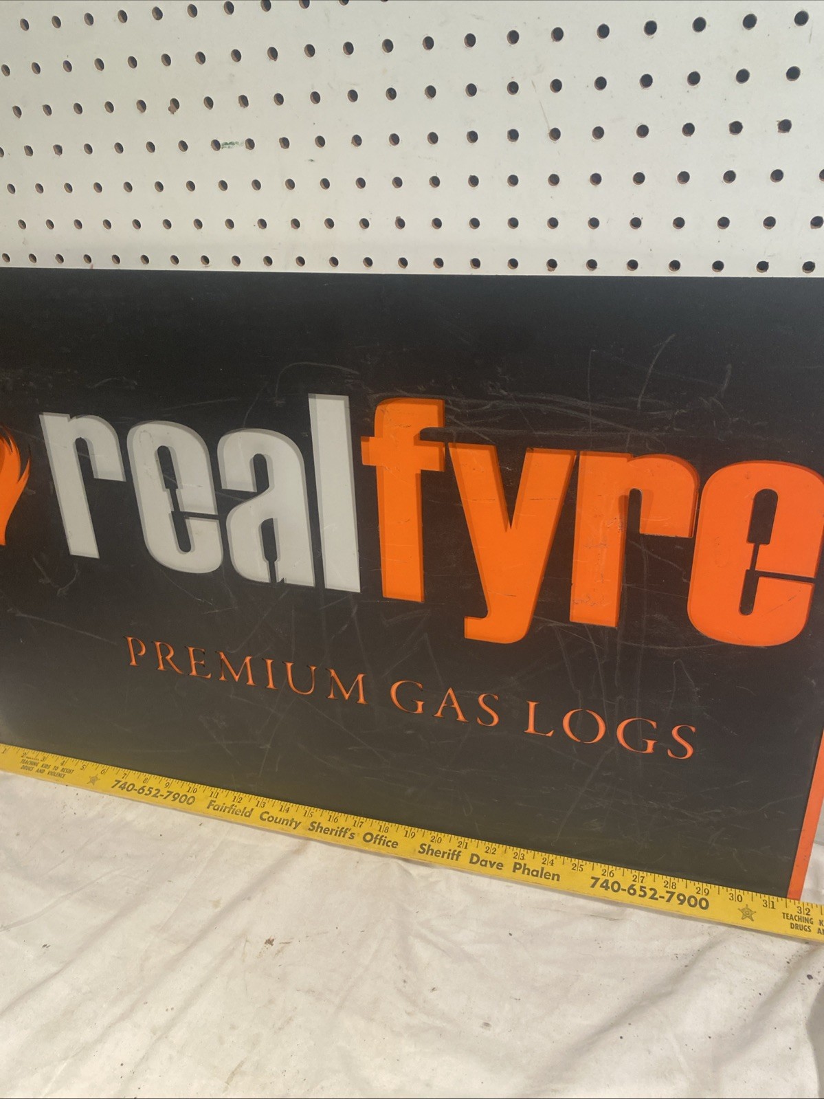 Real Fyre Designer Laser Engraved Dealer Sign Advertising Store Display Prop