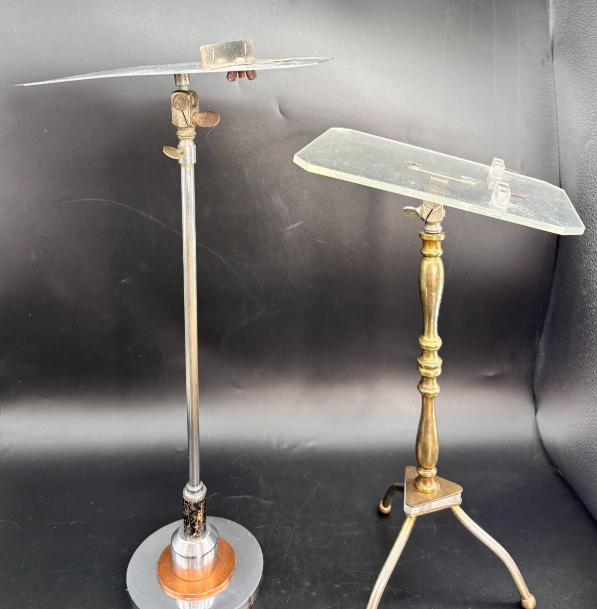 Vintage Department Store Shoe and Hat Stands Lucite Metal