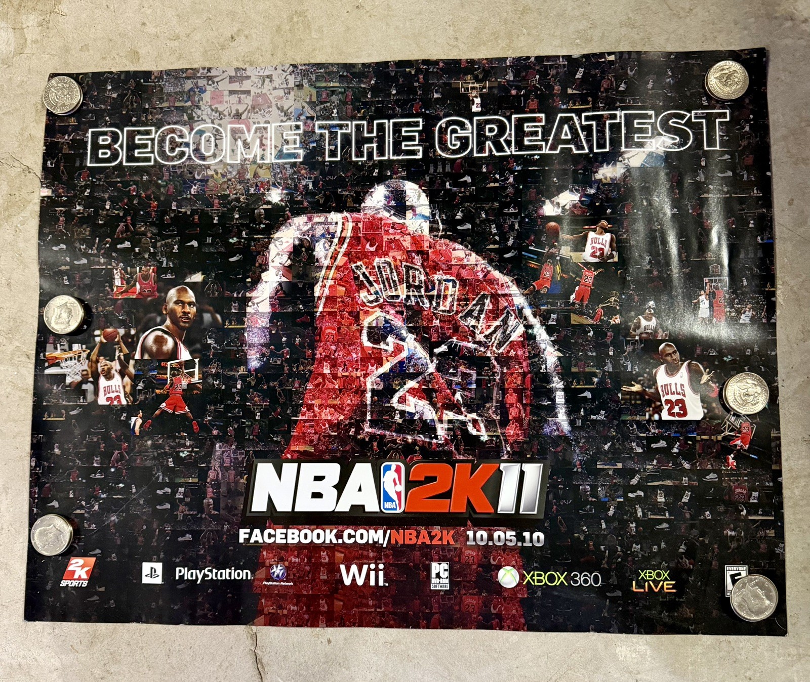 Rare NBA 2K11 Michael Jordan Promotional GameStop Store Display Poster 17×22