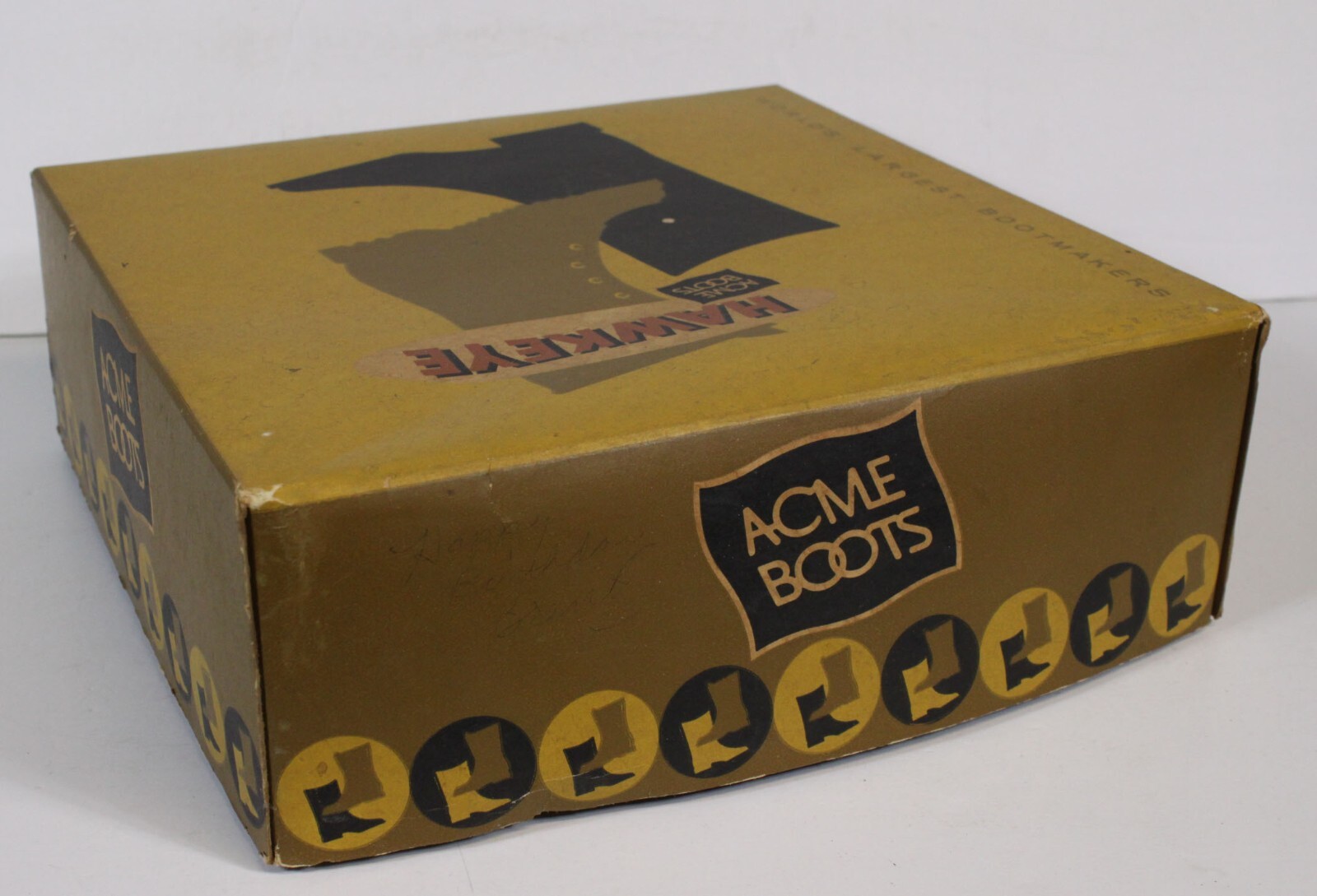 Vtg Acme Boots Hawkeye Box Graphics Advertising 11×11 Empty Prop Retro MCM