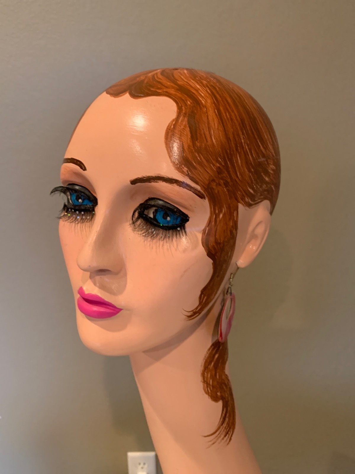21 Inches Tall: Vintage Painted Millinery Shop Display Head