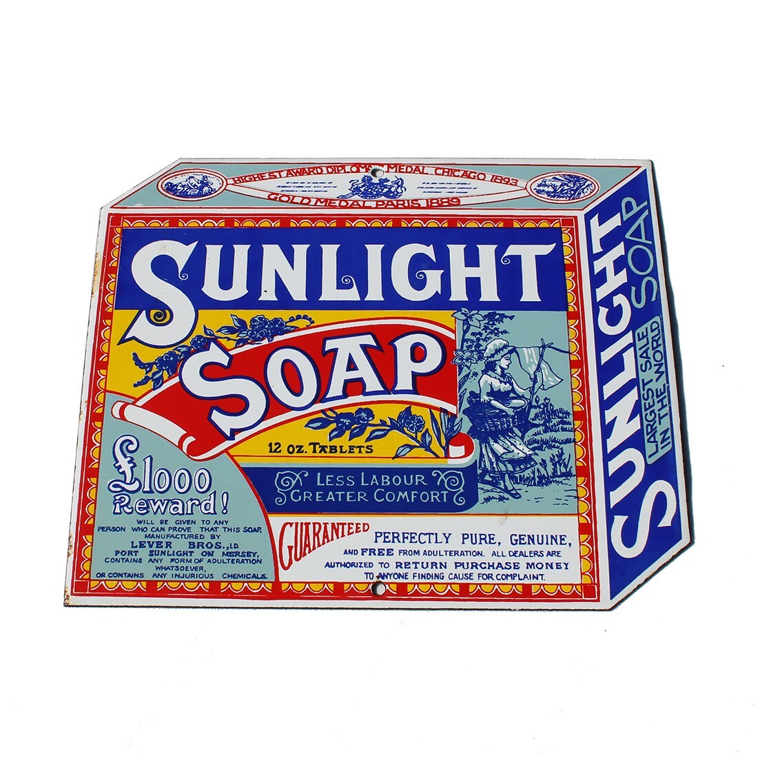 Vintage Edition Sunlight Soap Advertising Enamel Plate