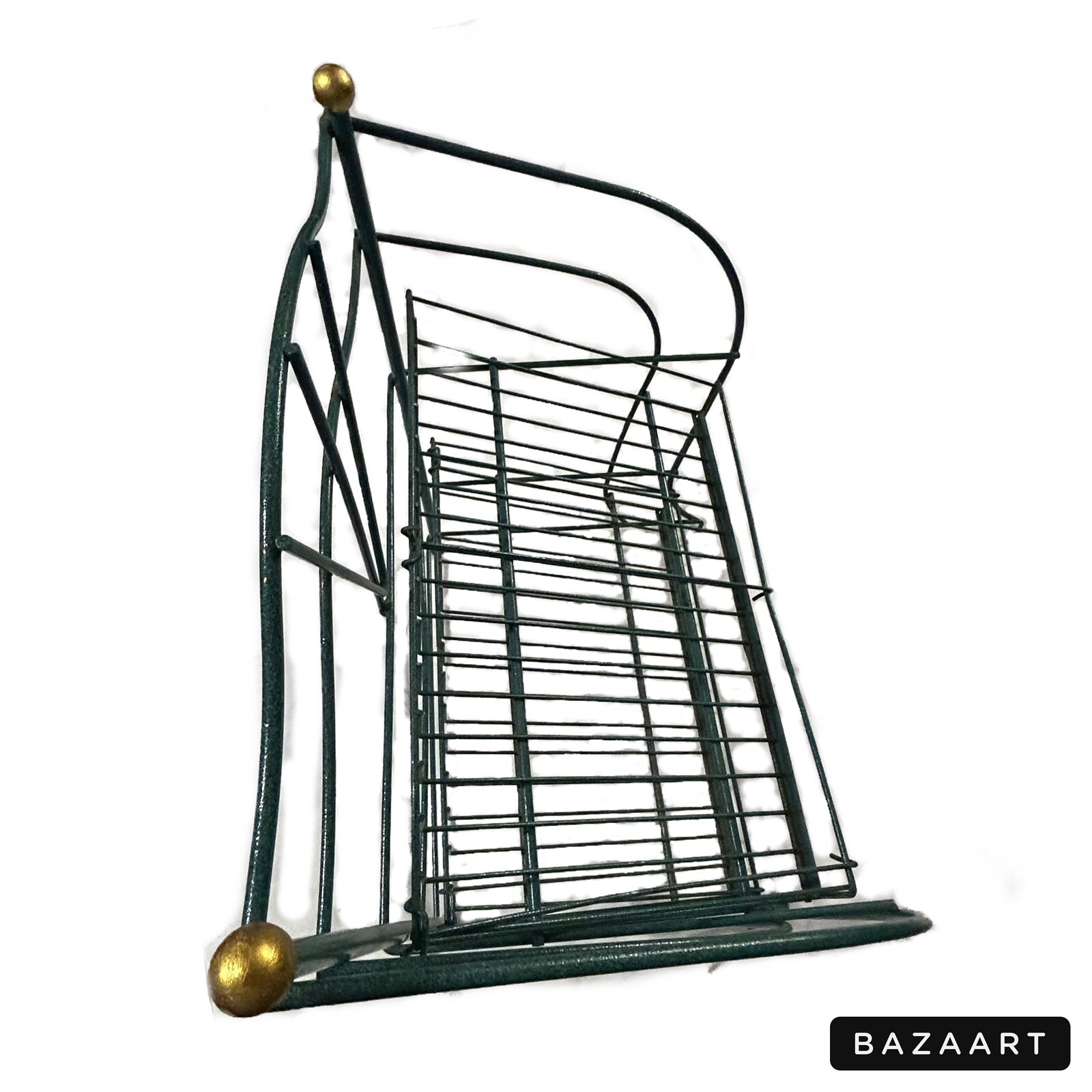 Vintage Newspaper Stand Rack Metal Store Display Advertising Art Deco Shelving