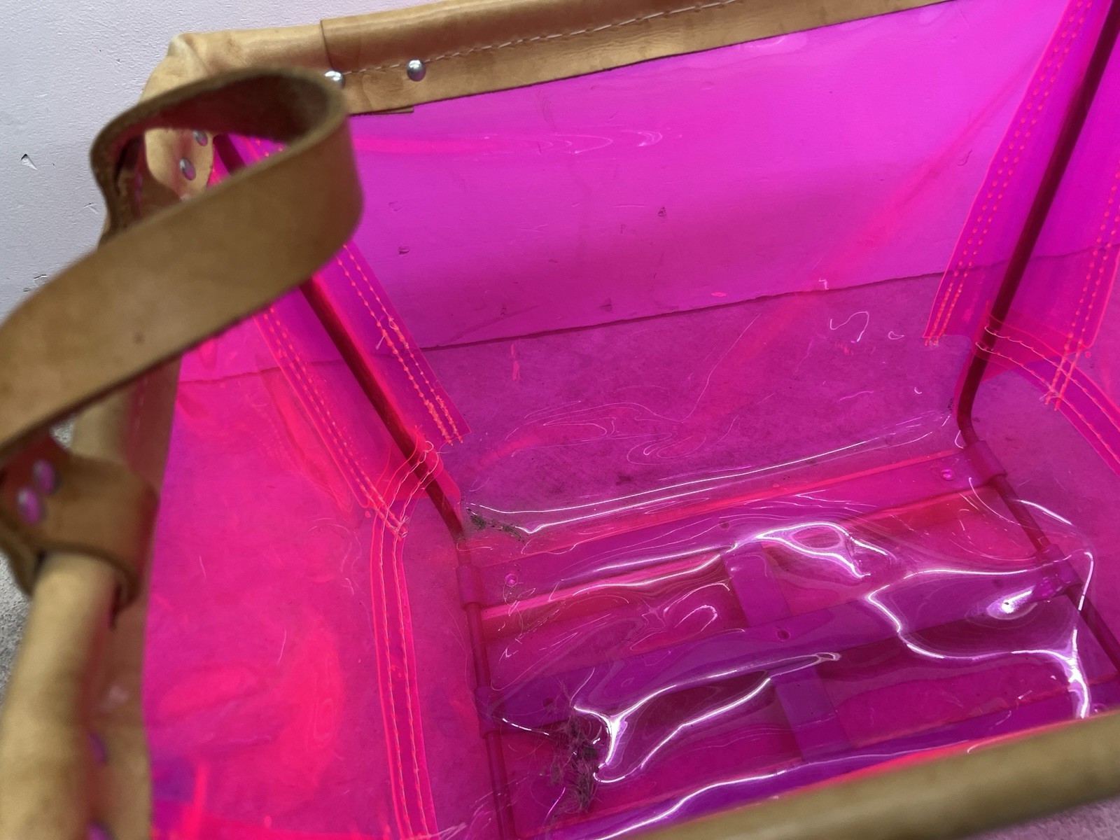 Victoria’s Secret VS Barbie Pink Store Display Storage Bin Basket Leather Handle