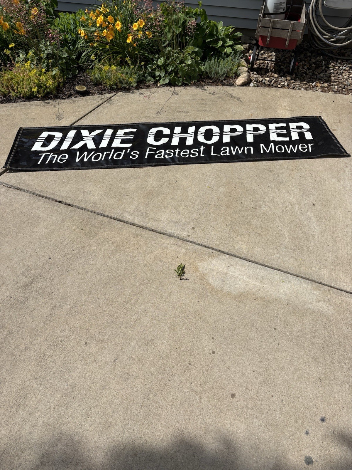 Dixie Chopper vinyl advertising banner vintage