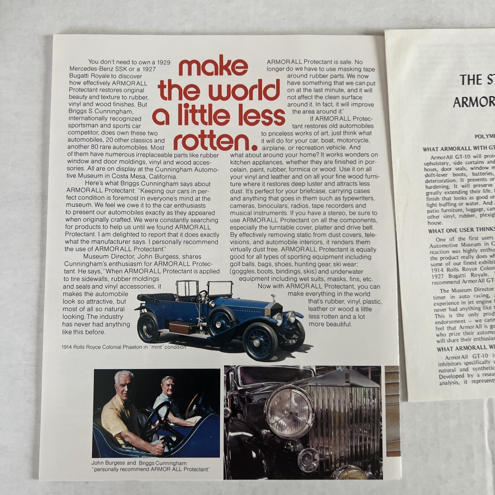 VGT 1975? Original ARMOR ALL 6 Page Advertisement Brochure