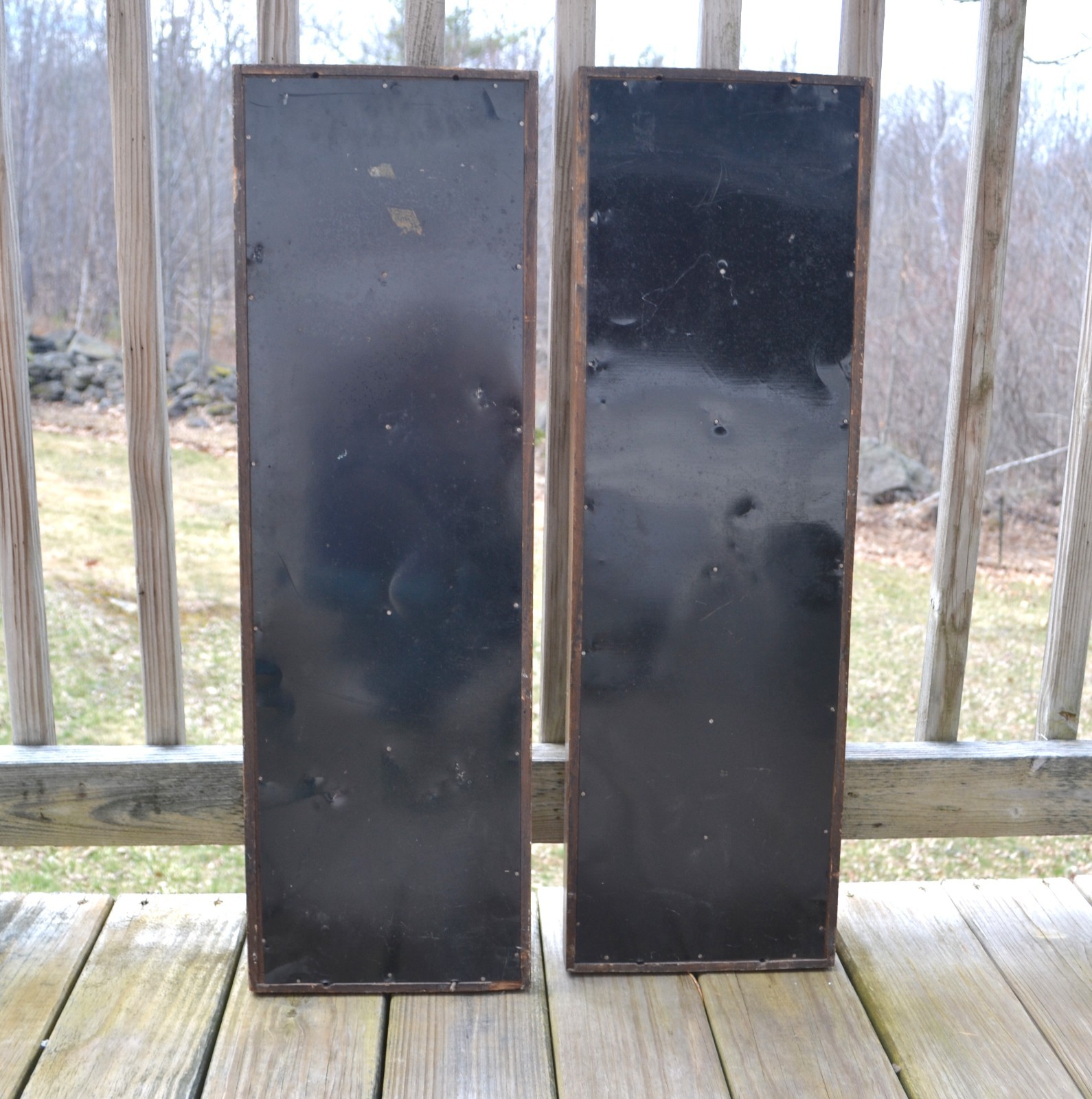 Lot of 2 Vtg Simplex Time Record Card Racks Wood Industrial 50 Slots Each
