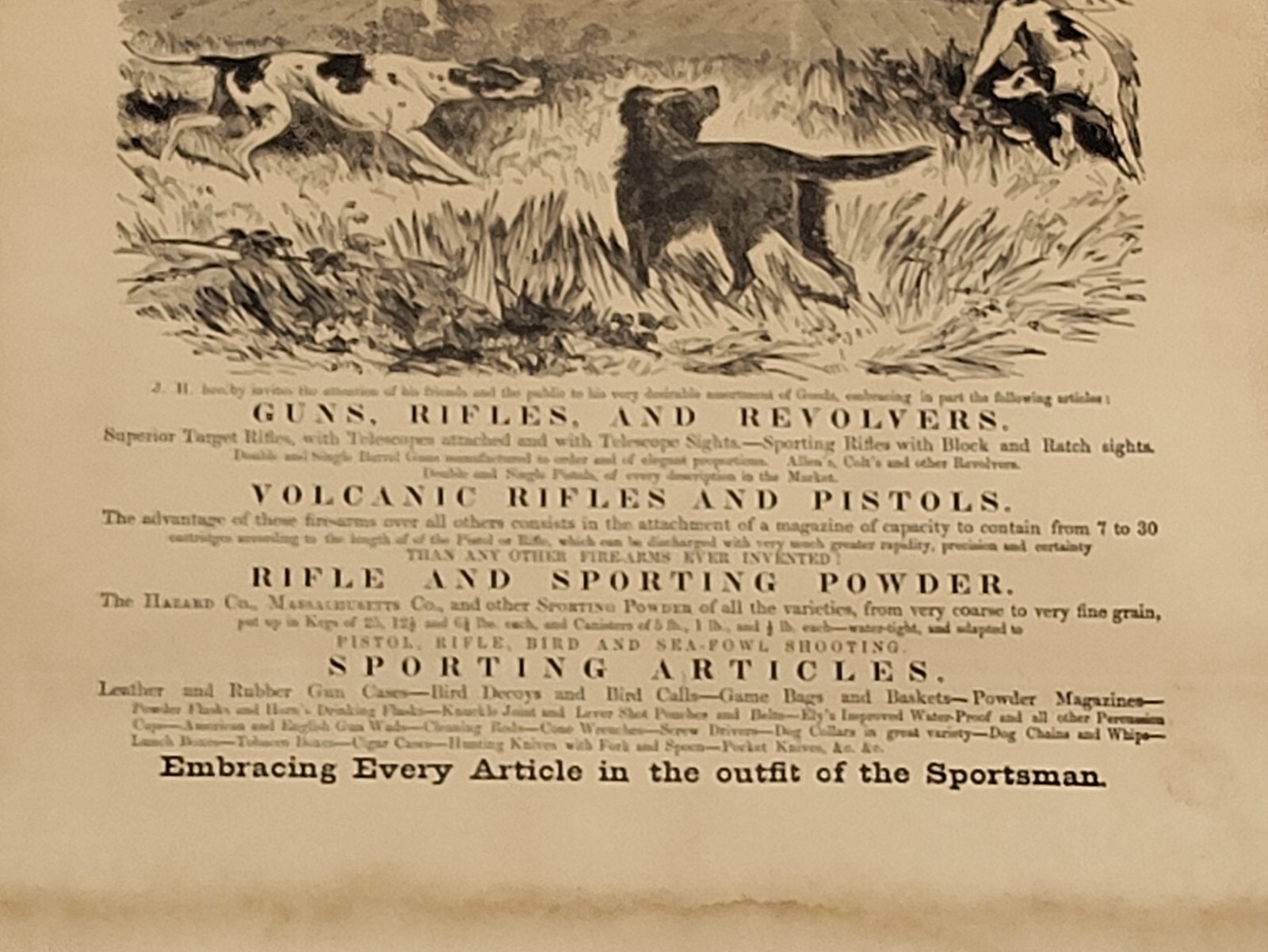 VERY RARE LATE 1800 GUN STORE J.HAPGOOD POSTER 11×15