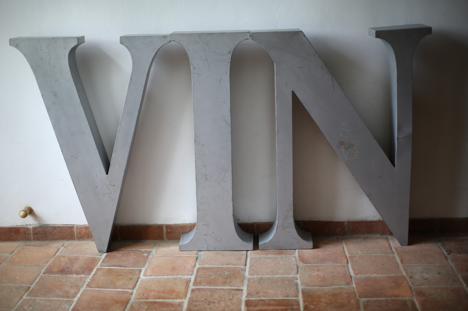 Large French Wine Sign Mid Century Aluminum VIN Letters Vintage Industrial Pub