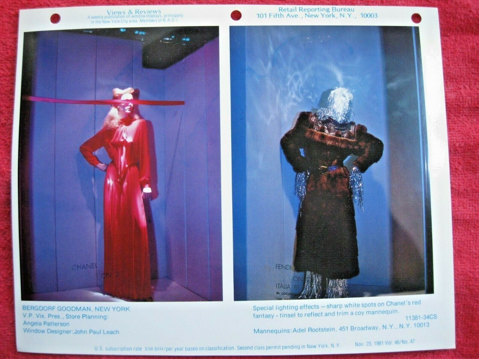 1981 BERGDORF GOODMAN, NY STORE WINDOW DISPLAY CHANEL’S PHOTOGRAPH PRINT #122