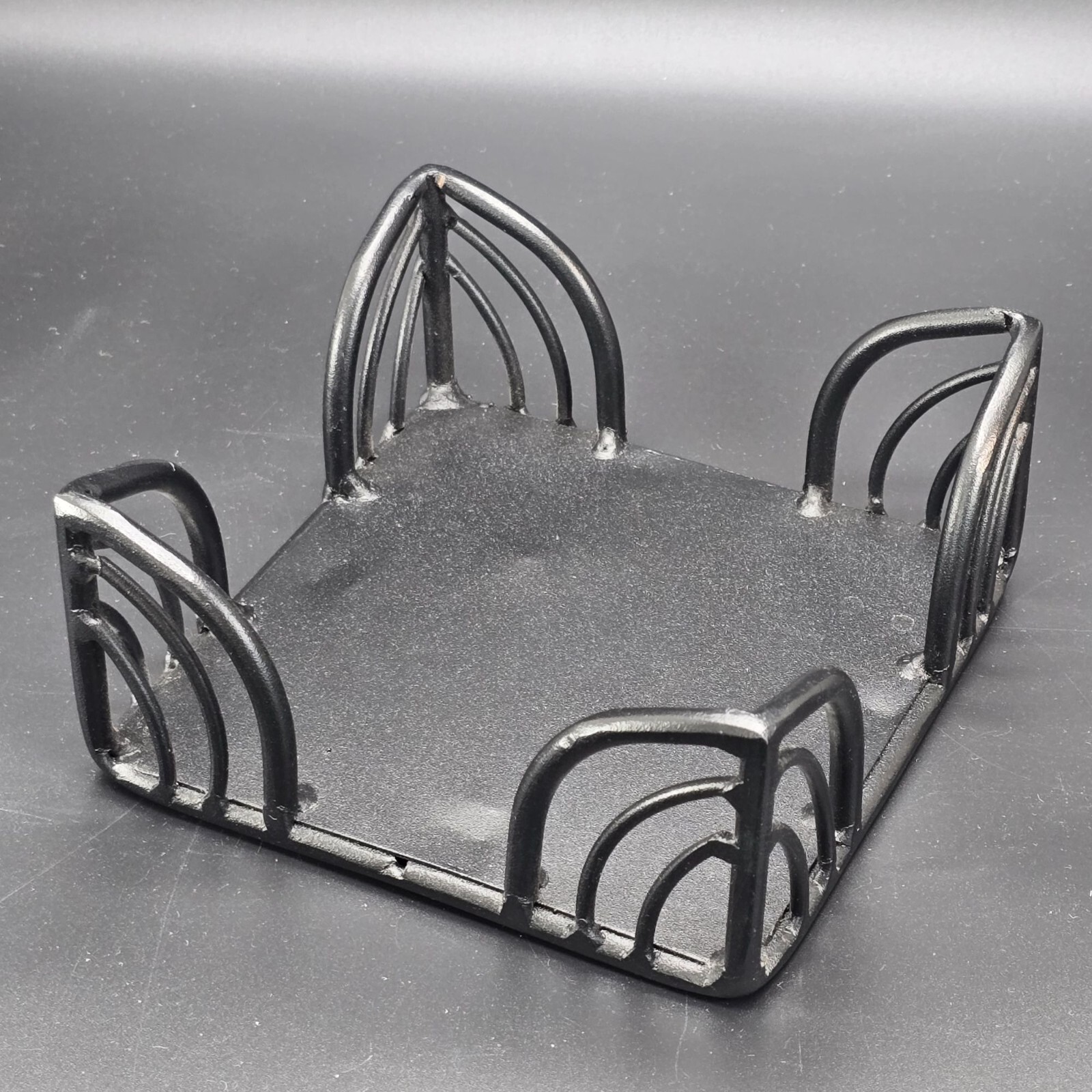 Cast Iron Square Trivet Stand Elegant Arched Legs Candle Figurines Art JE404