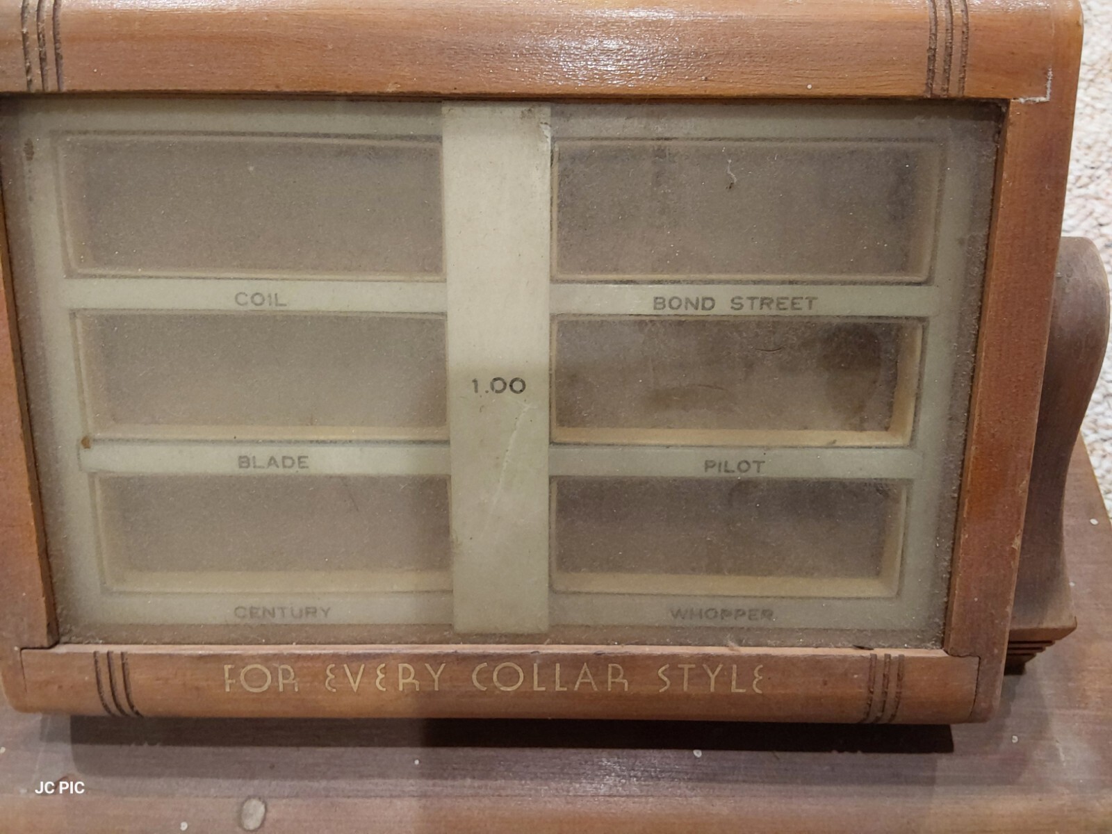 Vintage SWANK Store Dealer Display Case Wood Glass Cufflink Collar